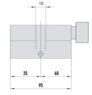 MTL600 Mul-T-Lock цилиндр с перекодировкой (4+1+1) L 95 ТШ (35х60Т) кл/верт (никель)